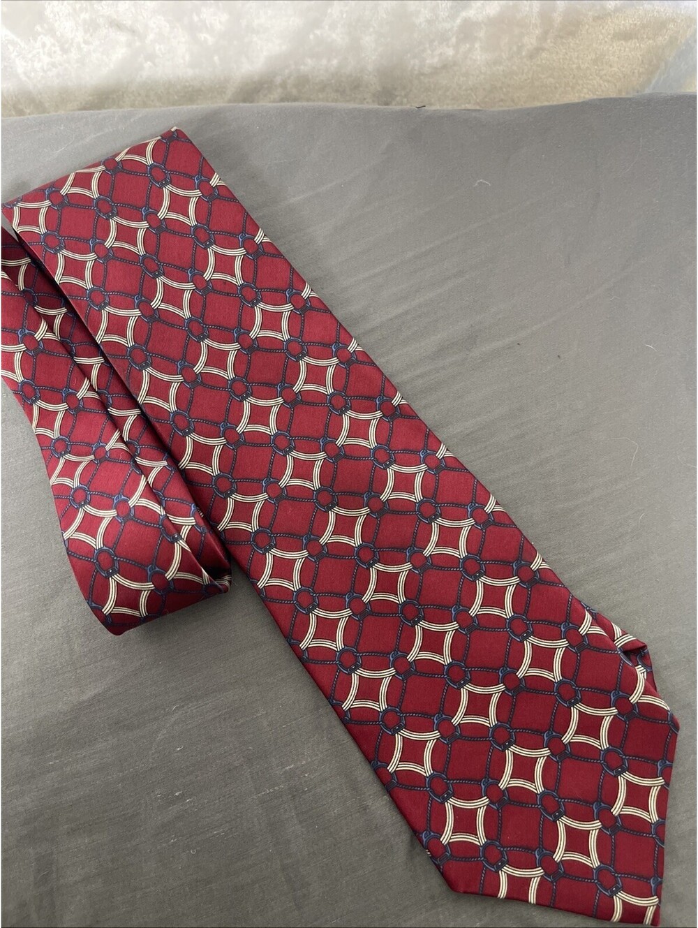 Vintage Bill Blass Silk Geometric Art Deco Pattern Men’s Necktie